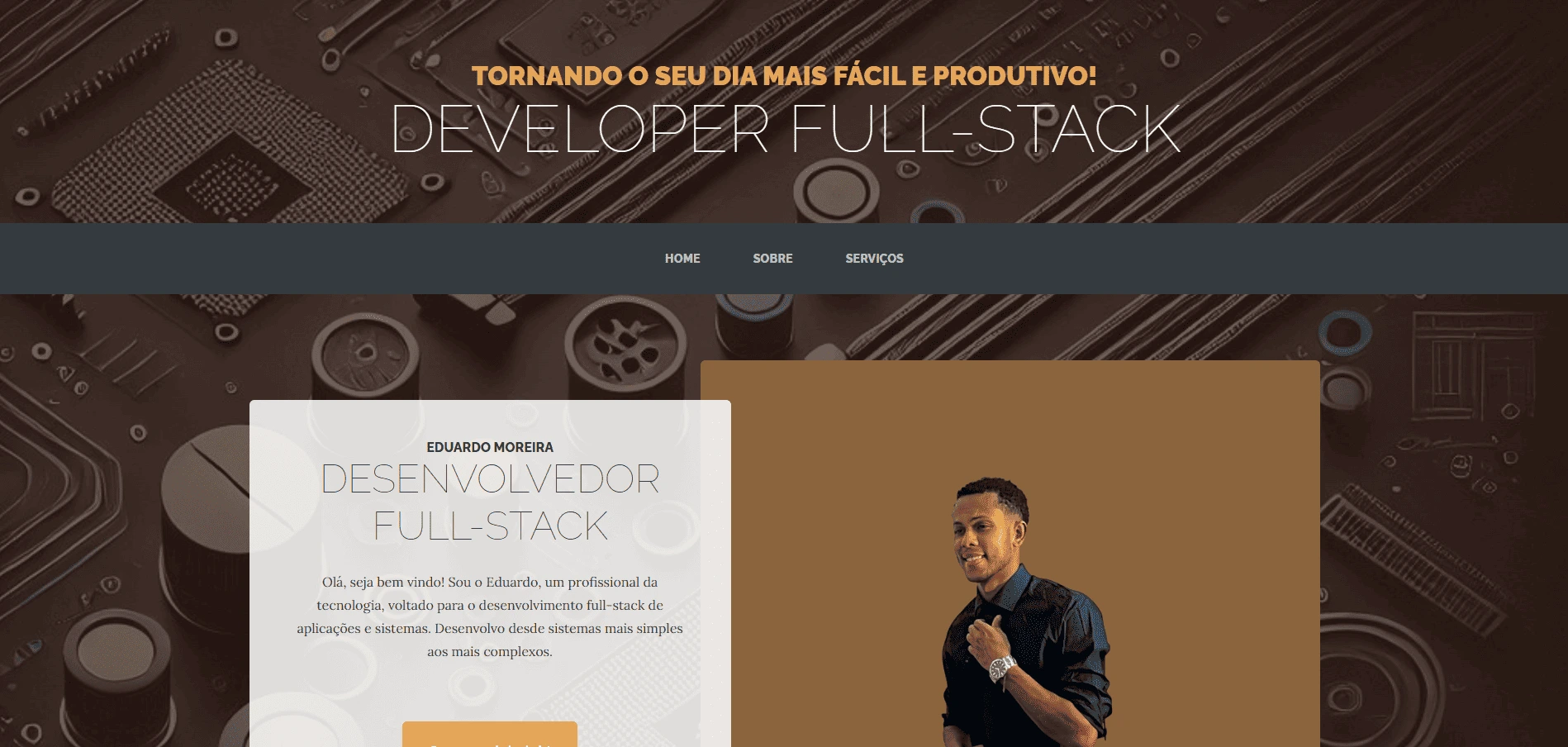 Imagem de uma página web de um portfólio pessoal do desenvolvedor de software